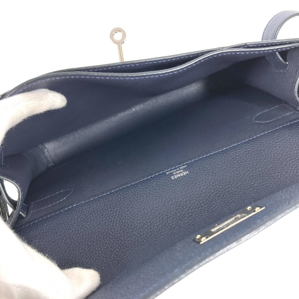 HERMES Kelly Depeche 25 Second Bag Pouch Bag Flap Clutch Bag Togo Unisex Navy