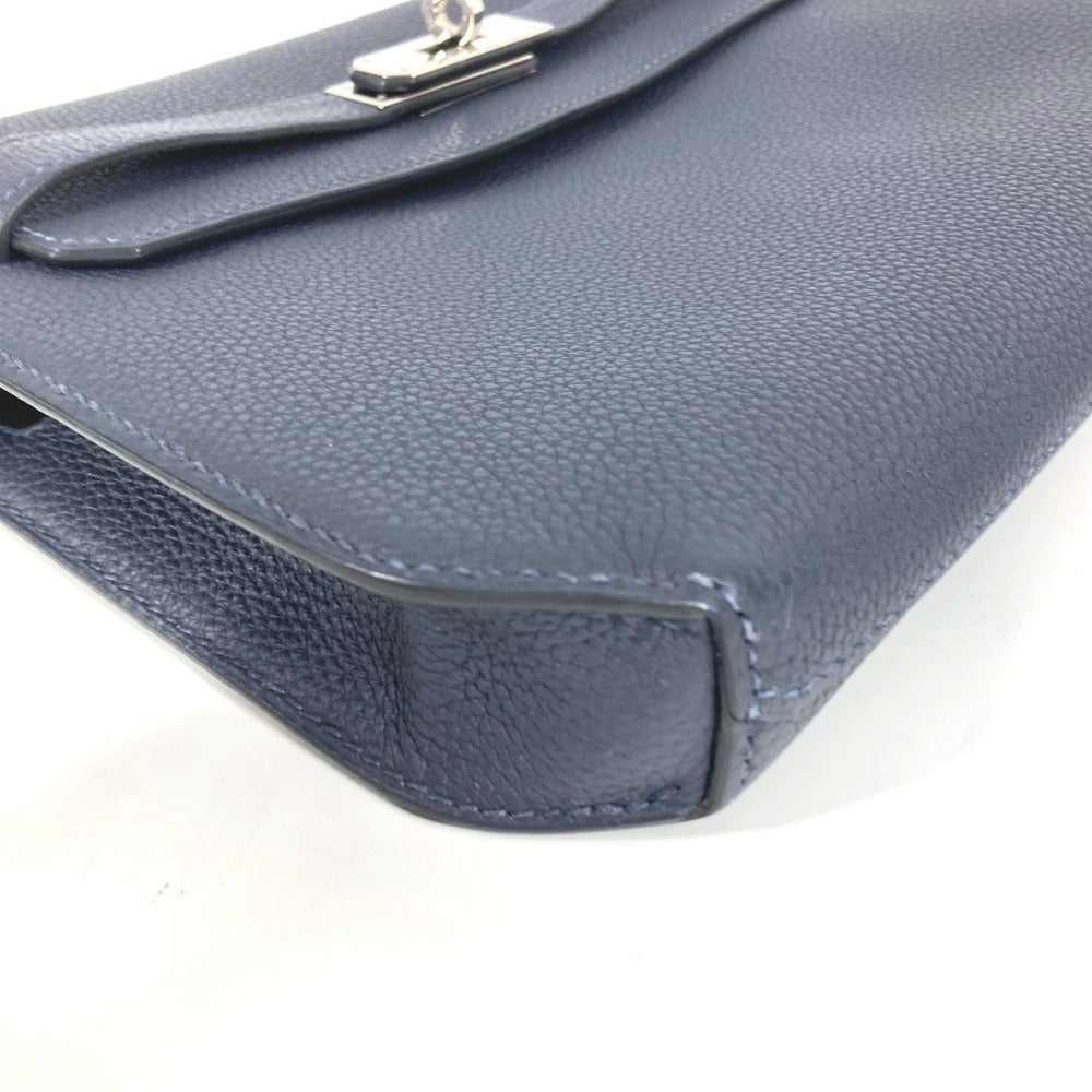 HERMES Kelly Depeche 25 Second Bag Pouch Bag Flap Clutch Bag Togo Unisex Navy