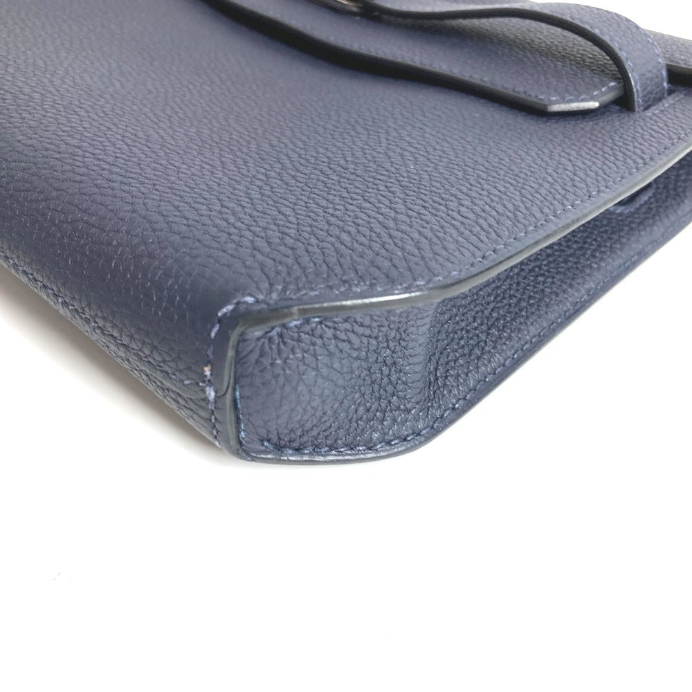 HERMES Kelly Depeche 25 Second Bag Pouch Bag Flap Clutch Bag Togo Unisex Navy