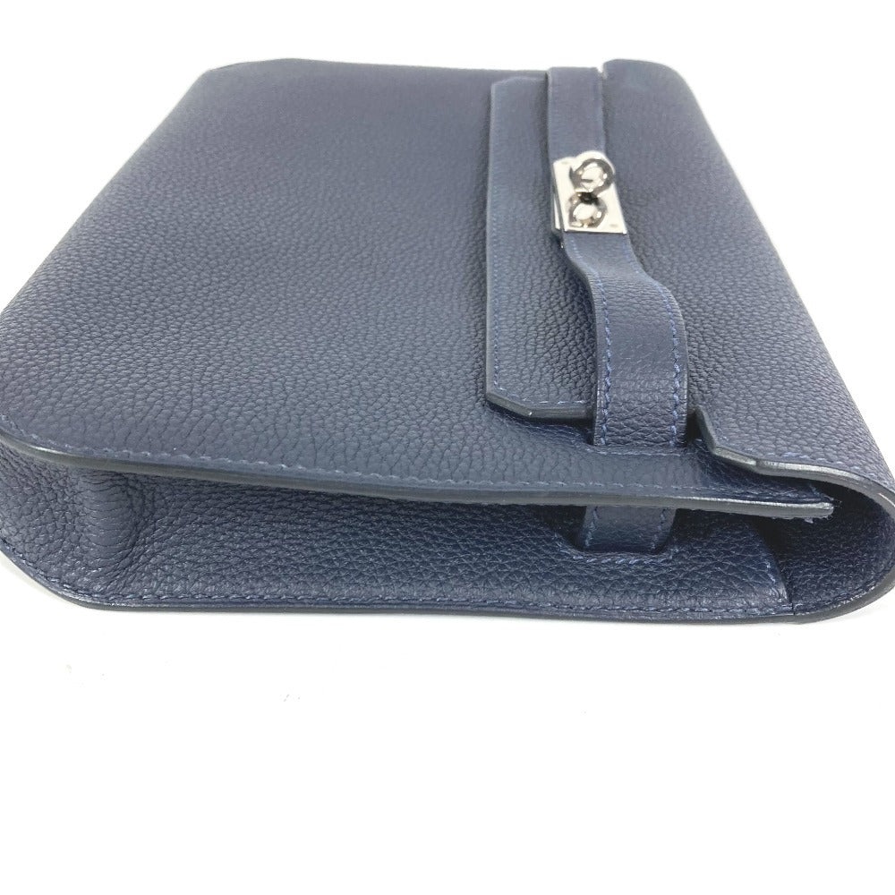 HERMES Kelly Depeche 25 Second Bag Pouch Bag Flap Clutch Bag Togo Unisex Navy