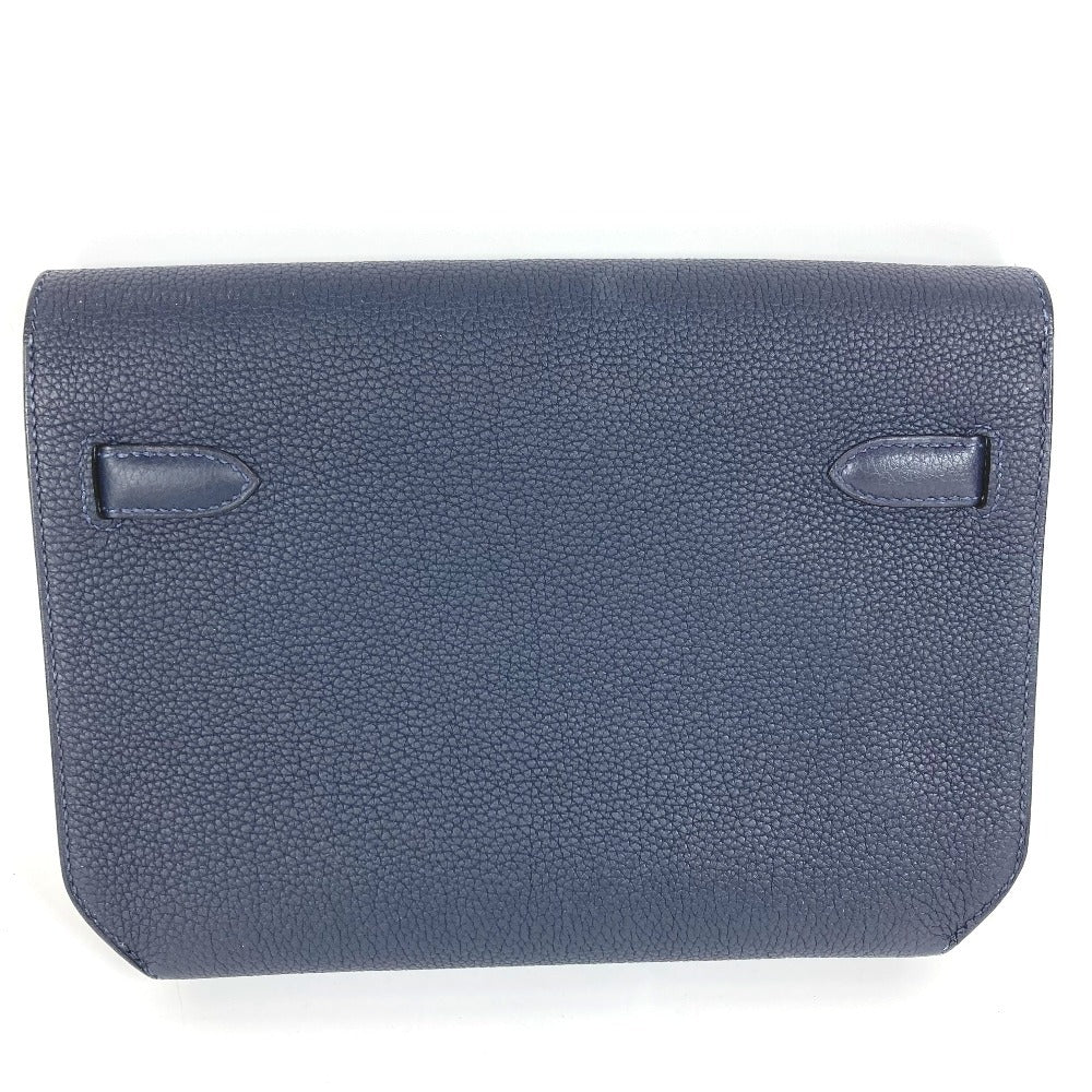 HERMES Kelly Depeche 25 Second Bag Pouch Bag Flap Clutch Bag Togo Unisex Navy