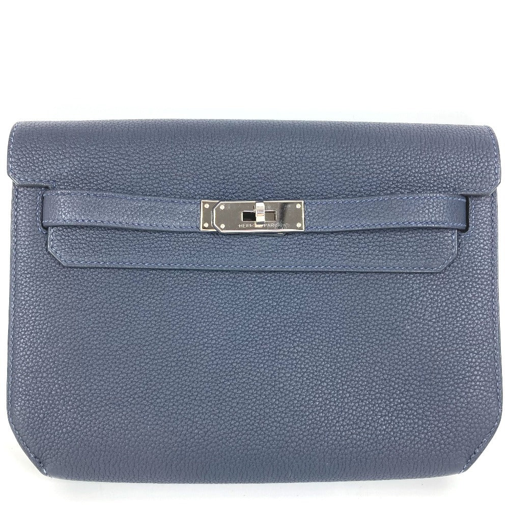 HERMES Kelly Depeche 25 Second Bag Pouch Bag Flap Clutch Bag Togo Unisex Navy