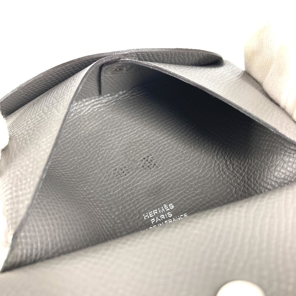 HERMES 名刺入れ パスケース カルヴィデュオ カルヴィ デュオ カードケース 小銭入れ コインケース 2つ折り財布 シェーブル ユニセックス エタン グレー