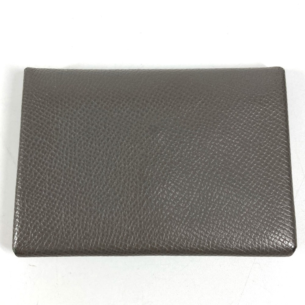 HERMES 名刺入れ パスケース カルヴィデュオ カルヴィ デュオ カードケース 小銭入れ コインケース 2つ折り財布 シェーブル ユニセックス エタン グレー