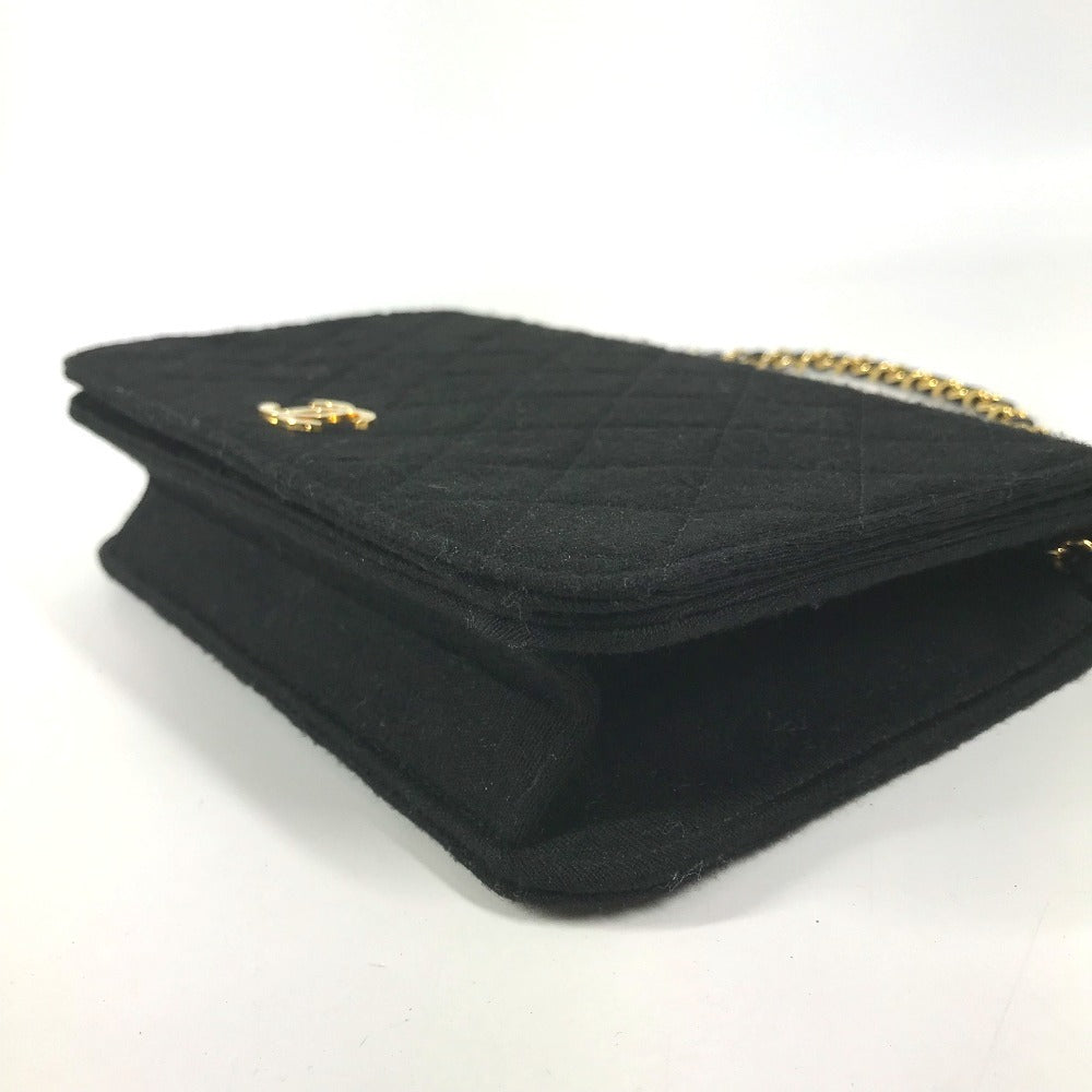 Vintage CHANEL CC Coco Mark Logo Quilted Matelasse Chain Bag, Cotton Flap Shoulder Bag, Women's, Black