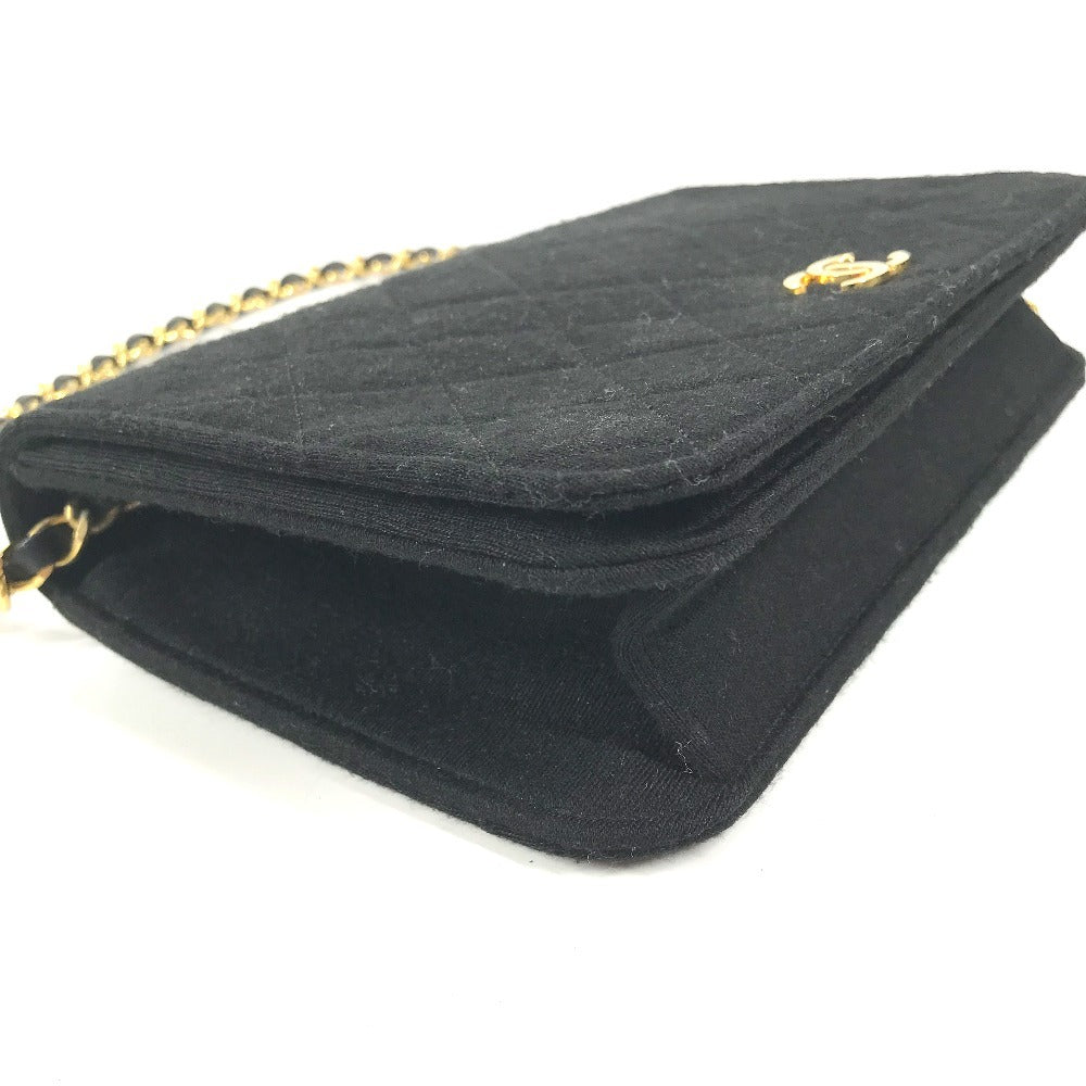 Vintage CHANEL CC Coco Mark Logo Quilted Matelasse Chain Bag, Cotton Flap Shoulder Bag, Women's, Black