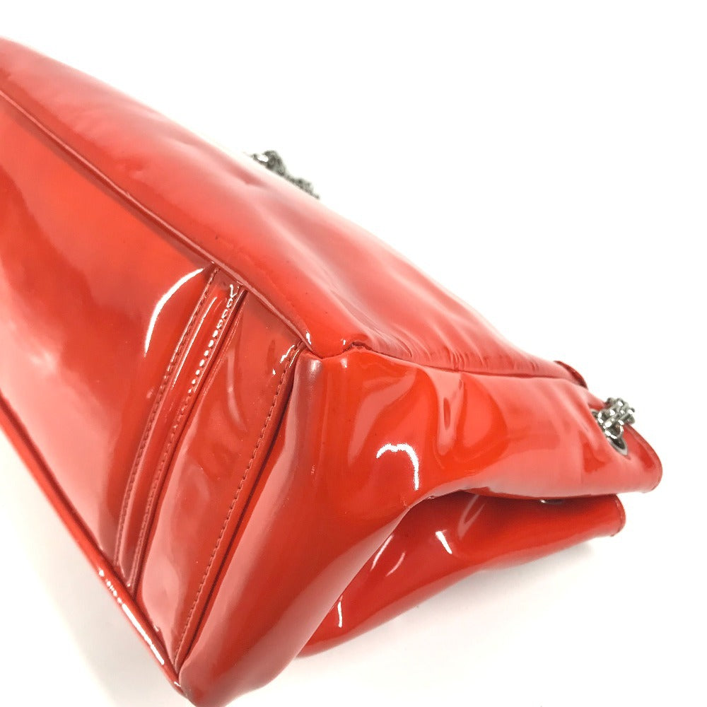 CHANEL CC Coco Mark Logo 2.55 Hardware Logo Shoulder Bag Double Chain Flap Shoulder Bag Patent Leather Women's Red and Orange