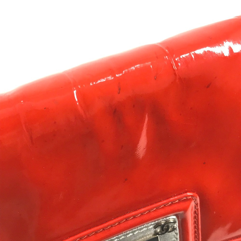 CHANEL CC Coco Mark Logo 2.55 Hardware Logo Shoulder Bag Double Chain Flap Shoulder Bag Patent Leather Women's Red and Orange