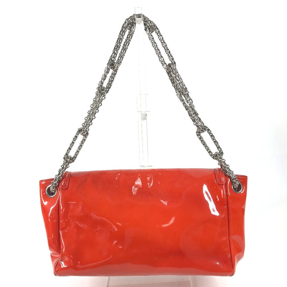 CHANEL CC Coco Mark Logo 2.55 Hardware Logo Shoulder Bag Double Chain Flap Shoulder Bag Patent Leather Women's Red and Orange