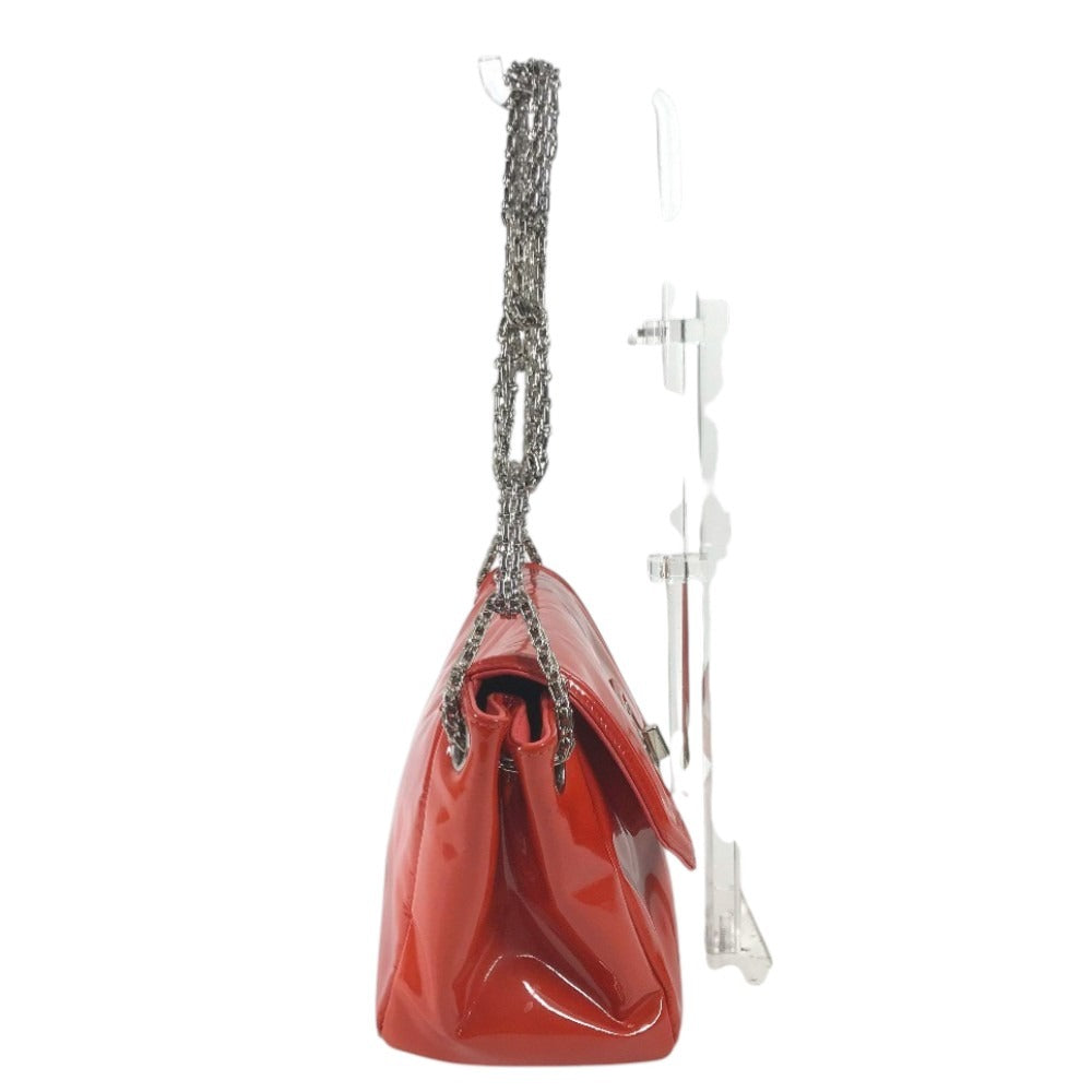 CHANEL CC Coco Mark Logo 2.55 Hardware Logo Shoulder Bag Double Chain Flap Shoulder Bag Patent Leather Women's Red and Orange
