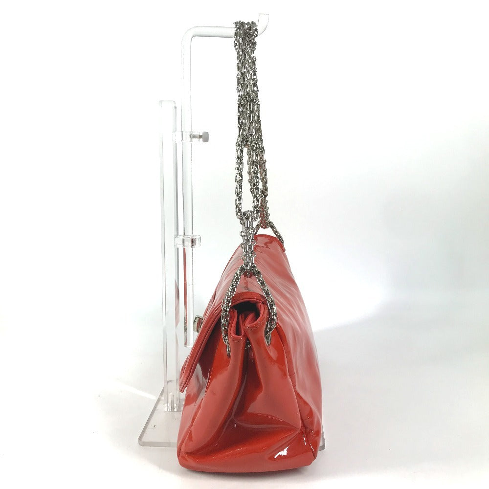CHANEL CC Coco Mark Logo 2.55 Hardware Logo Shoulder Bag Double Chain Flap Shoulder Bag Patent Leather Women's Red and Orange