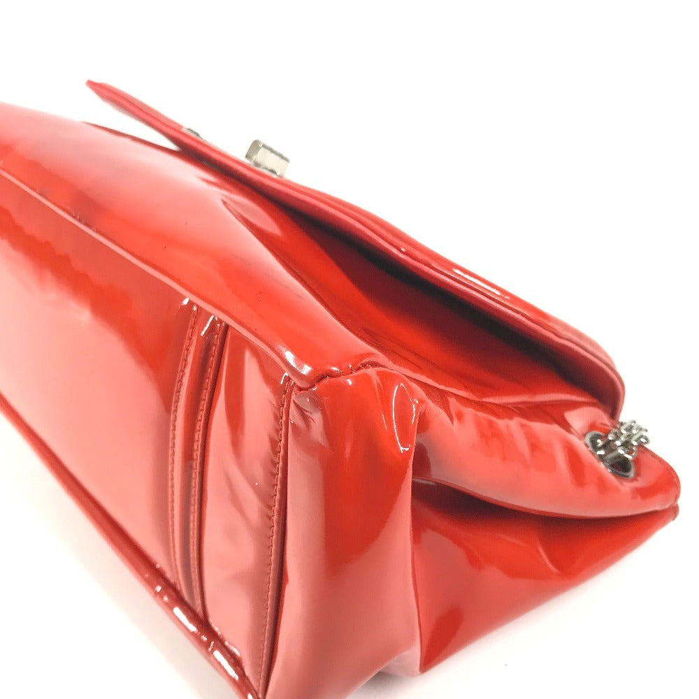 CHANEL CC Coco Mark Logo 2.55 Hardware Logo Shoulder Bag Double Chain Flap Shoulder Bag Patent Leather Women's Red and Orange