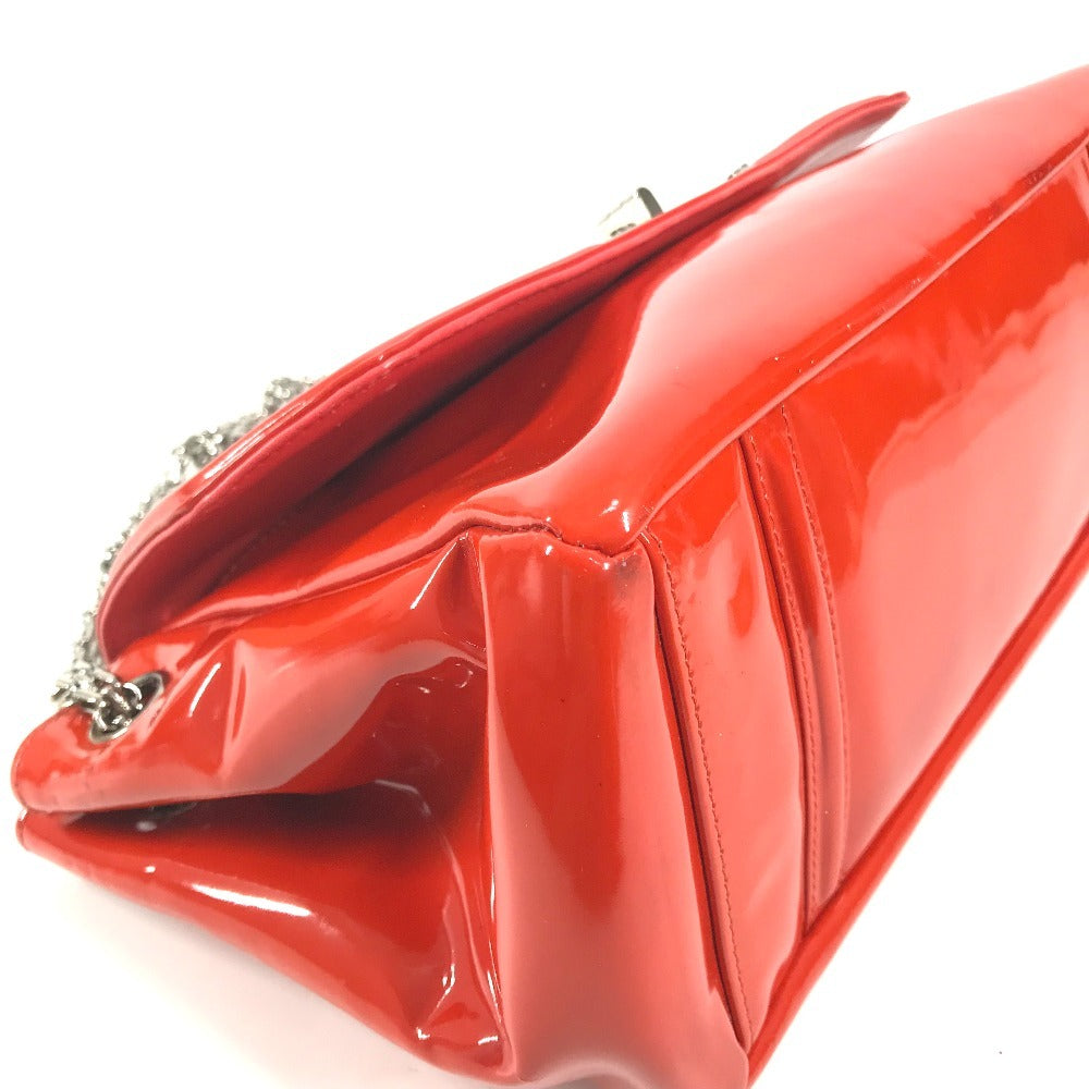 CHANEL CC Coco Mark Logo 2.55 Hardware Logo Shoulder Bag Double Chain Flap Shoulder Bag Patent Leather Women's Red and Orange