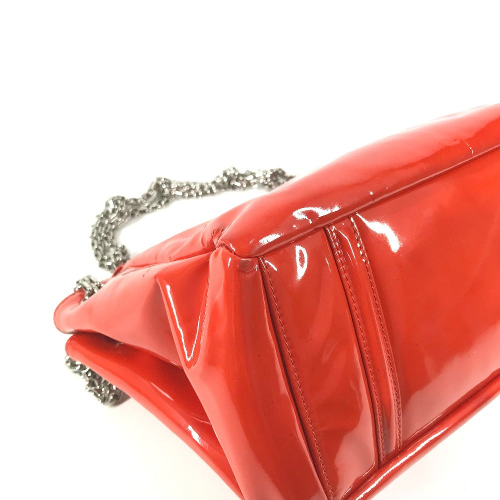 CHANEL CC Coco Mark Logo 2.55 Hardware Logo Shoulder Bag Double Chain Flap Shoulder Bag Patent Leather Women's Red and Orange