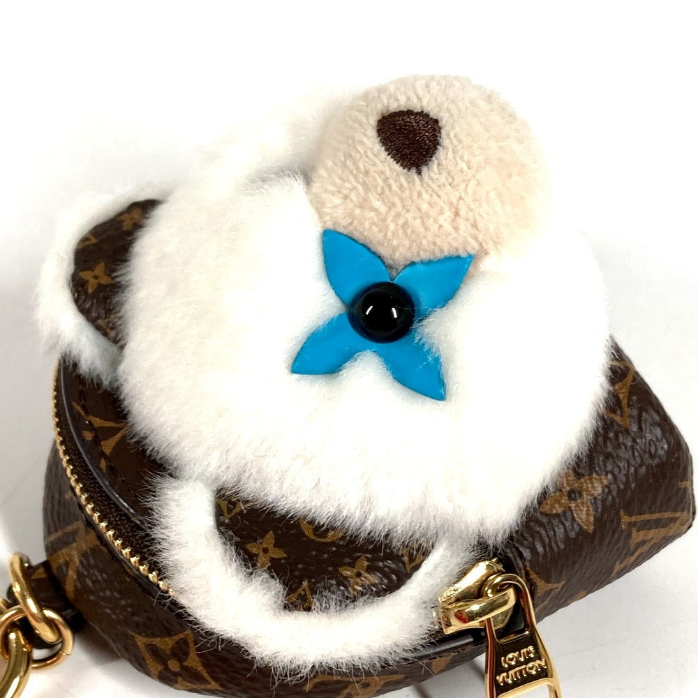 LOUIS VUITTON M02128 Monogram Fur Bag Charm Adorable Bear Bag Charm Bear Backpack Pouch Keychain Monogram Canvas Unisex Brown