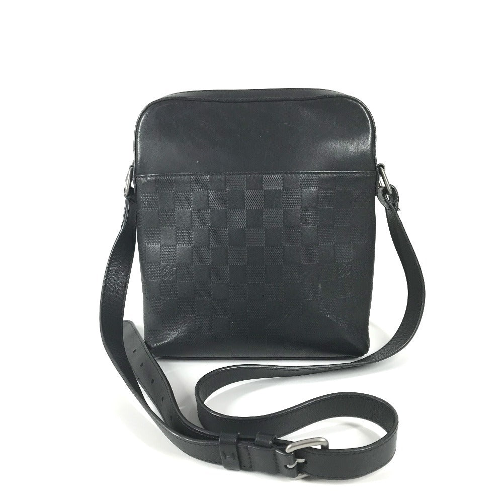 LOUIS VUITTON N23355 Damier Infini Pochette District Bag, Crossbody Pochette Shoulder Bag, Damier Infini Leather, Unisex, Onyx, Black