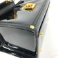 VERSACE ヴィンテージ サンバースト ロゴ バニティバッグ カバン バニティ フラップ ハンドバッグ パテントレザー ユニセックス ブラック