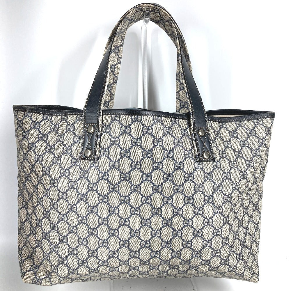 GUCCI 211134 GG Supreme Sherry Line GG Logo Shoulder Tote Bag in GG Supreme Canvas, Unisex, Navy