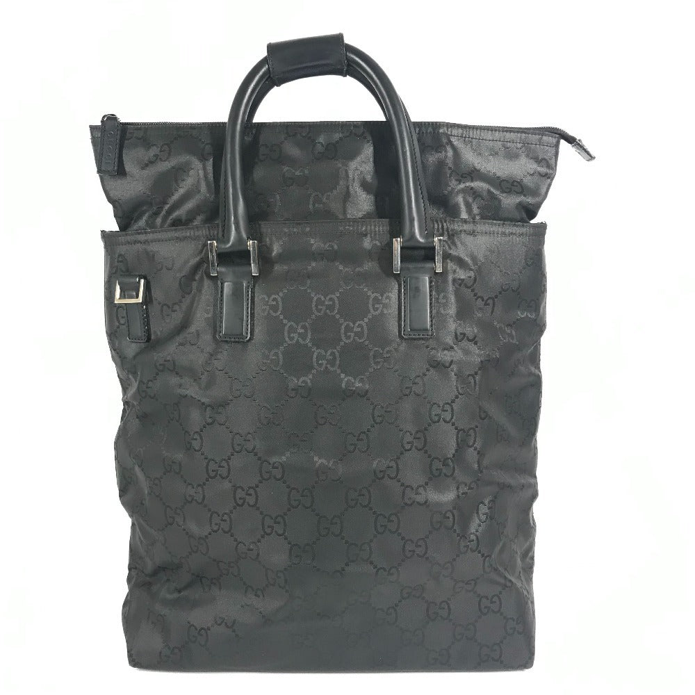 GUCCI 012-0380 Logo GG Vertical Tote Bag, Handbag, Nylon, Unisex, Black