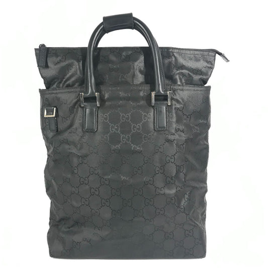 GUCCI 012-0380 Logo GG Vertical Tote Bag, Handbag, Nylon, Unisex, Black