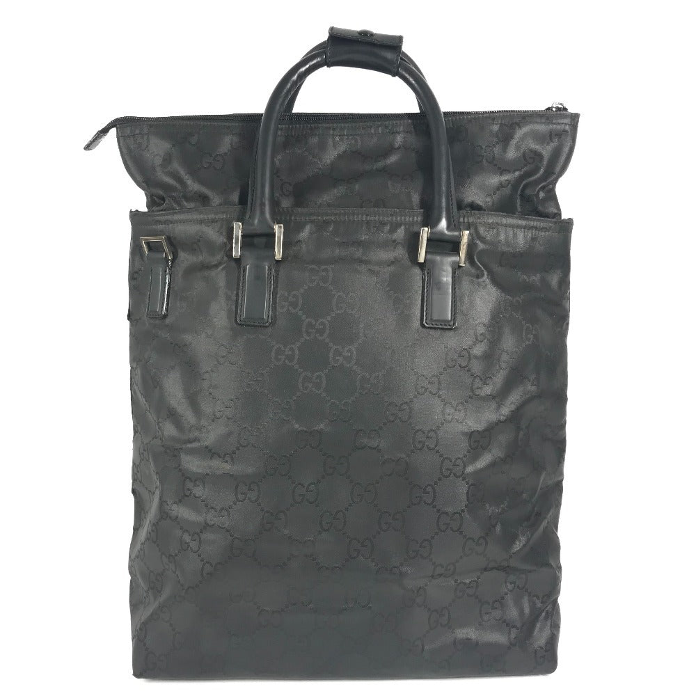 GUCCI 012-0380 Logo GG Vertical Tote Bag, Handbag, Nylon, Unisex, Black