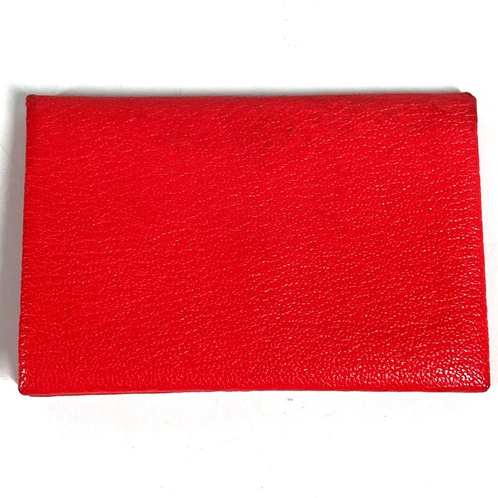 HERMES Coin Purse, Wallet, Calvi Verso Bicolor, Small Item, Bi-fold, Business Card Holder, Pass Case, Card Case, Chevre Leather, Unisex, Red