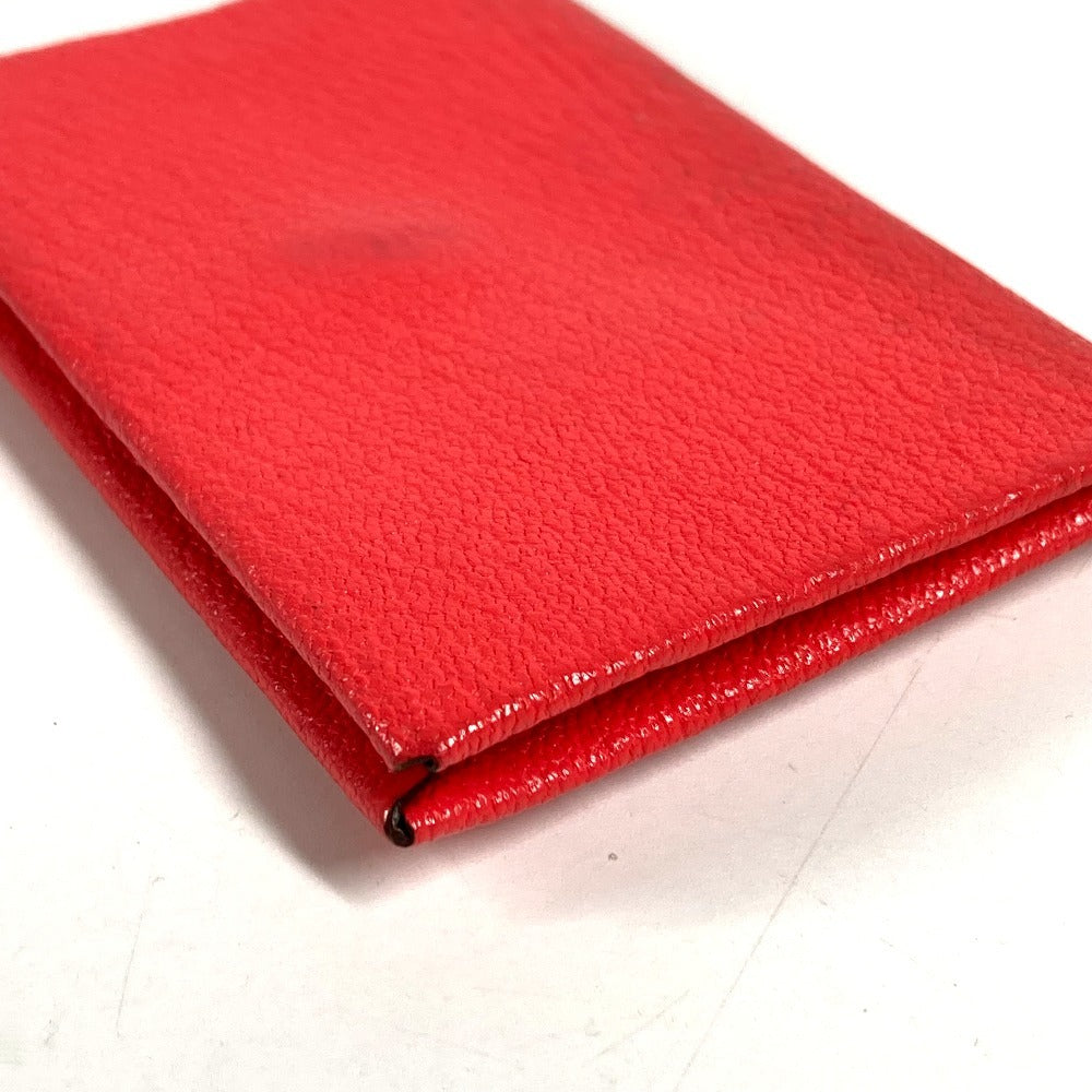 HERMES Coin Purse, Wallet, Calvi Verso Bicolor, Small Item, Bi-fold, Business Card Holder, Pass Case, Card Case, Chevre Leather, Unisex, Red