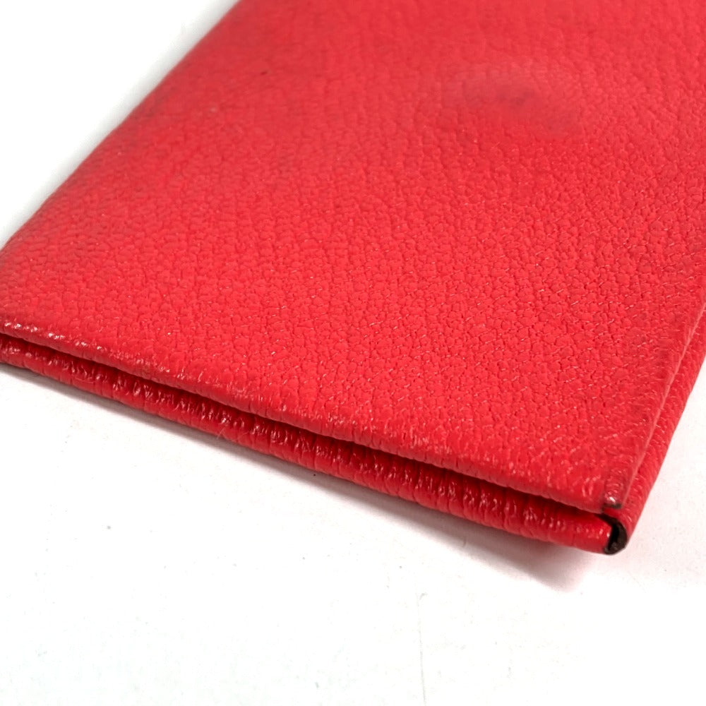 HERMES Coin Purse, Wallet, Calvi Verso Bicolor, Small Item, Bi-fold, Business Card Holder, Pass Case, Card Case, Chevre Leather, Unisex, Red