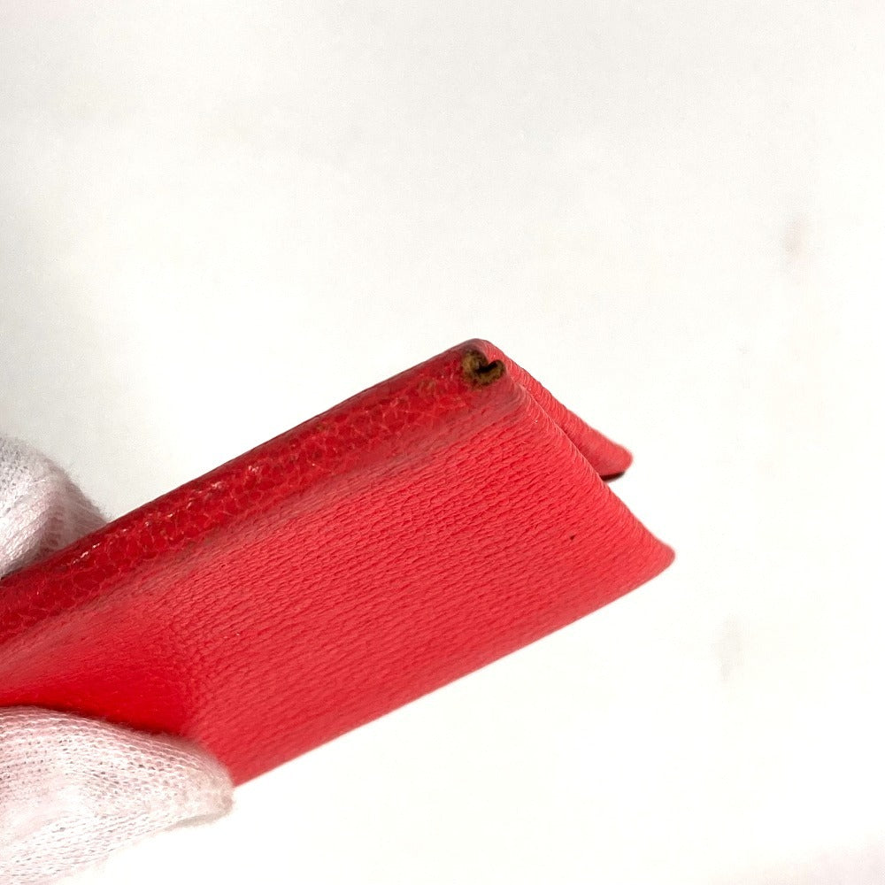 HERMES Coin Purse, Wallet, Calvi Verso Bicolor, Small Item, Bi-fold, Business Card Holder, Pass Case, Card Case, Chevre Leather, Unisex, Red