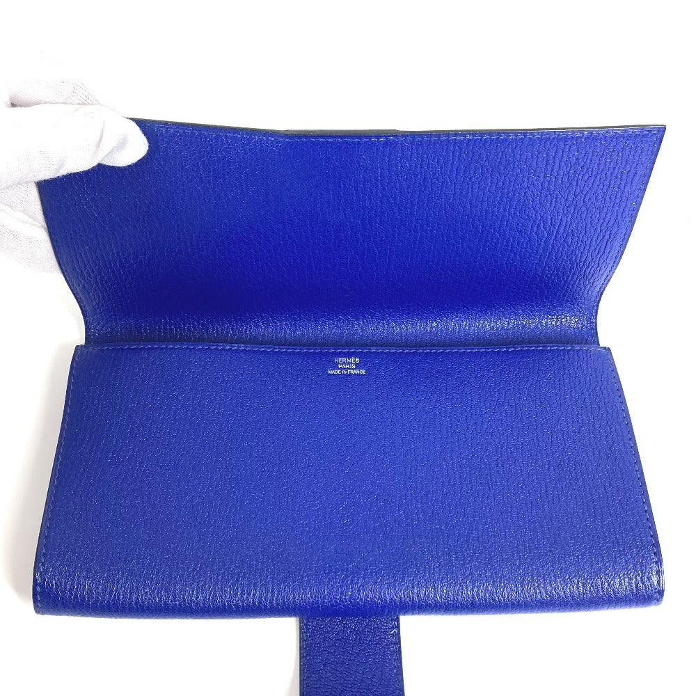 HERMES Pochette Medor Logo Pouch Second Bag Clutch Bag Leather Unisex Blue