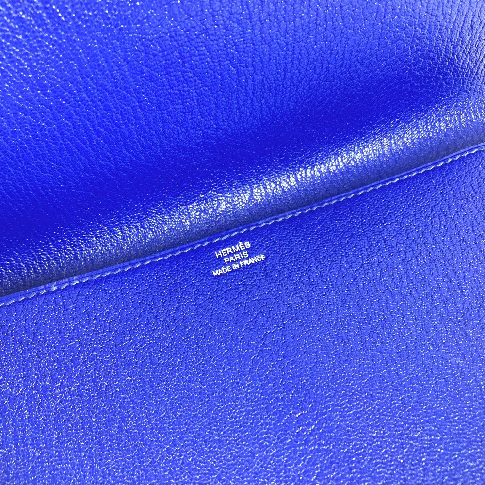 HERMES Pochette Medor Logo Pouch Second Bag Clutch Bag Leather Unisex Blue