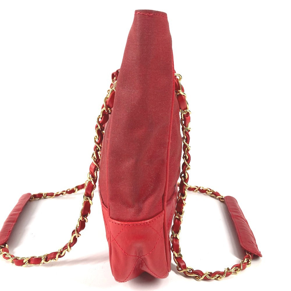 CHANEL Vintage CC Coco Mark Logo Matelasse Quilted Bag W Chain Shoulder Bag Tote Bag Shoulder Bag Leather/Coated Canvas Unisex Red