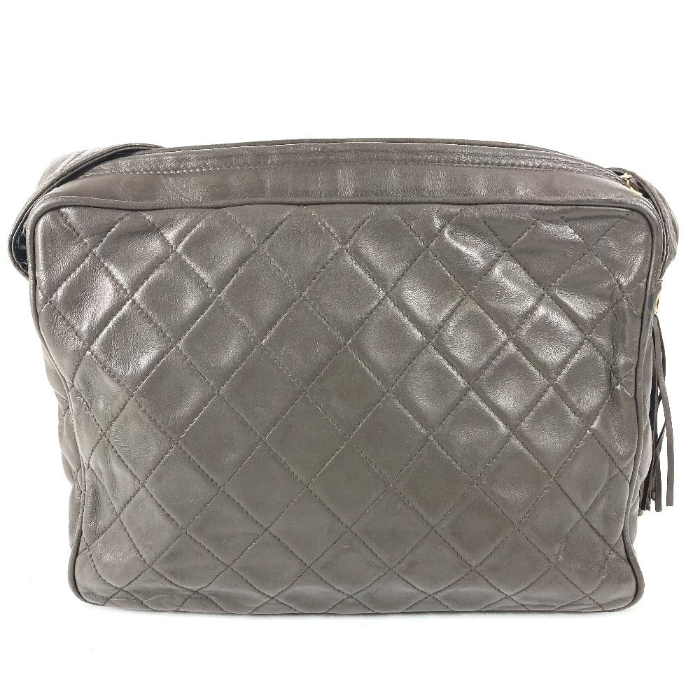CHANEL Vintage CC Coco Mark Logo Quilted Matelasse Bag Crossbody Fringe Tassel Coco Ball Shoulder Bag Leather Unisex Brown