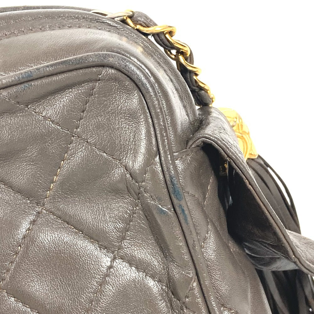 CHANEL Vintage CC Coco Mark Logo Quilted Matelasse Bag Crossbody Fringe Tassel Coco Ball Shoulder Bag Leather Unisex Brown