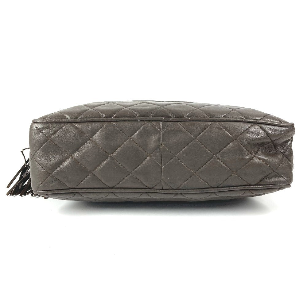 CHANEL Vintage CC Coco Mark Logo Quilted Matelasse Bag Crossbody Fringe Tassel Coco Ball Shoulder Bag Leather Unisex Brown