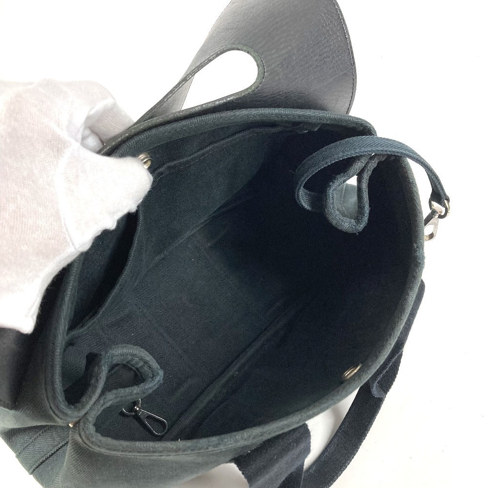 HERMES Valparaiso PM Valparaiso Tote Bag Flap Bag Handbag Cotton Unisex Black