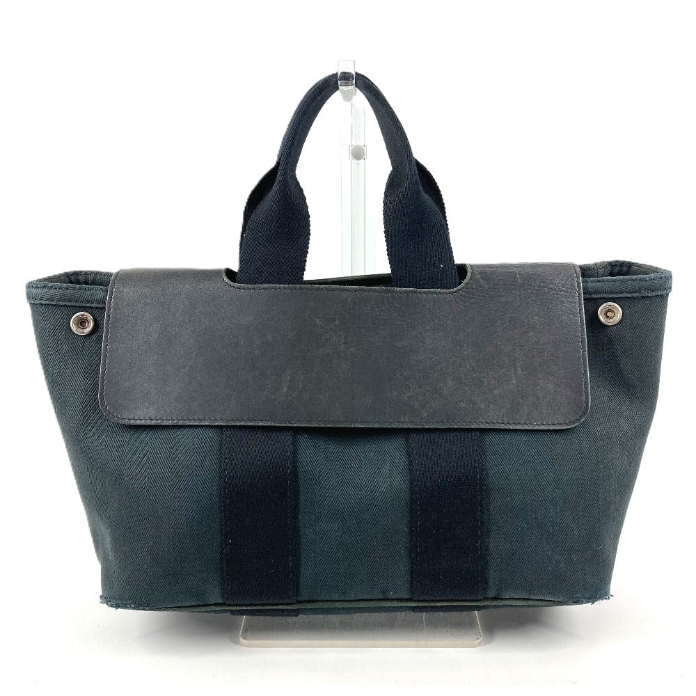 HERMES Valparaiso PM Valparaiso Tote Bag Flap Bag Handbag Cotton Unisex Black