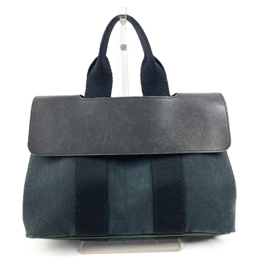 HERMES Valparaiso PM Valparaiso Tote Bag Flap Bag Handbag Cotton Unisex Black