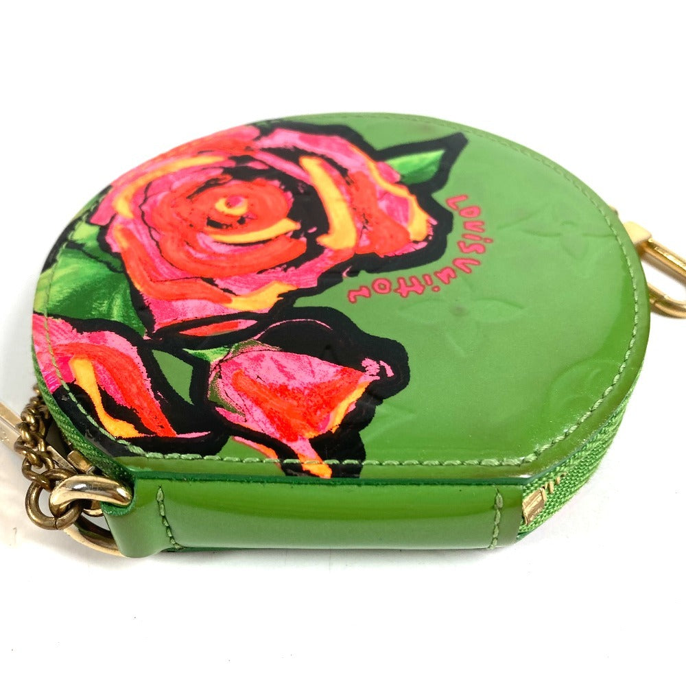 LOUIS VUITTON M93692 Monogram Vernis Rose Portemonnaie Chapeau Stephen Sprouse Wallet Coin Purse Chain Coin Case Monogram Vernis Ladies Green