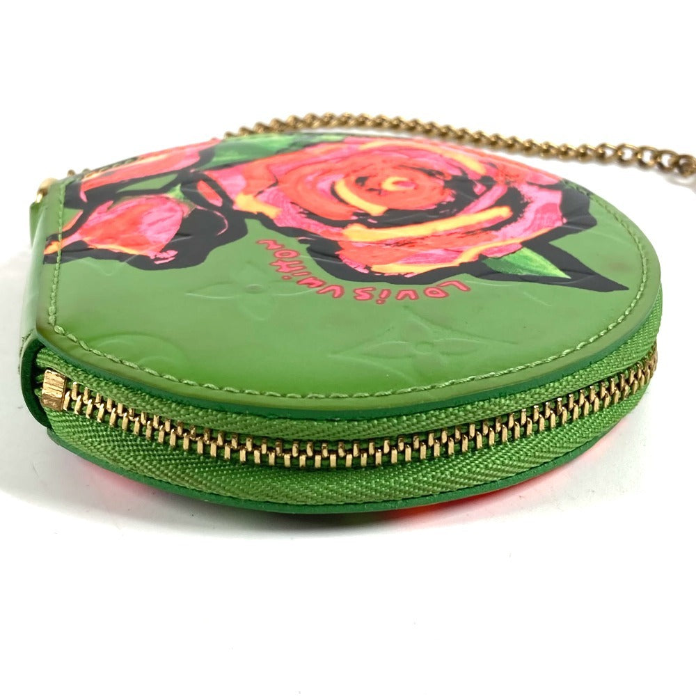 LOUIS VUITTON M93692 Monogram Vernis Rose Portemonnaie Chapeau Stephen Sprouse Wallet Coin Purse Chain Coin Case Monogram Vernis Ladies Green