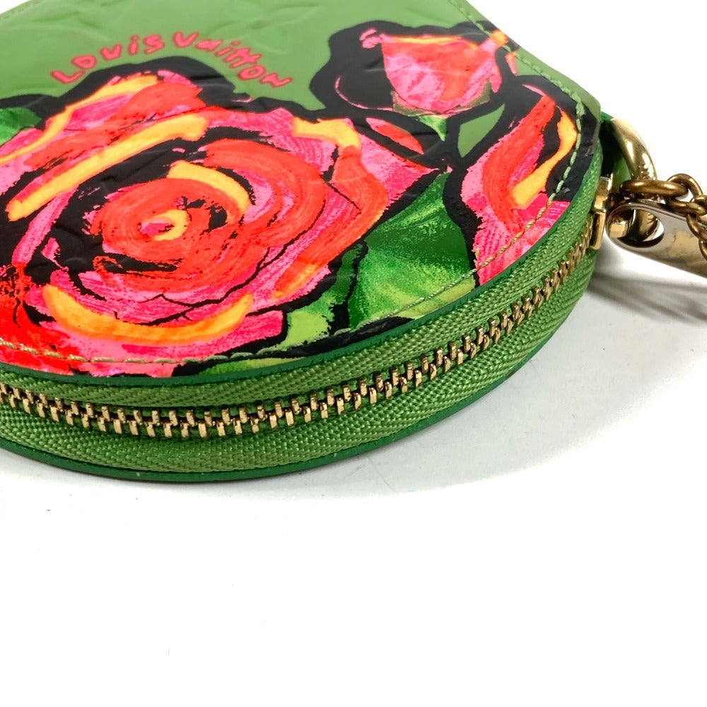 LOUIS VUITTON M93692 Monogram Vernis Rose Portemonnaie Chapeau Stephen Sprouse Wallet Coin Purse Chain Coin Case Monogram Vernis Ladies Green