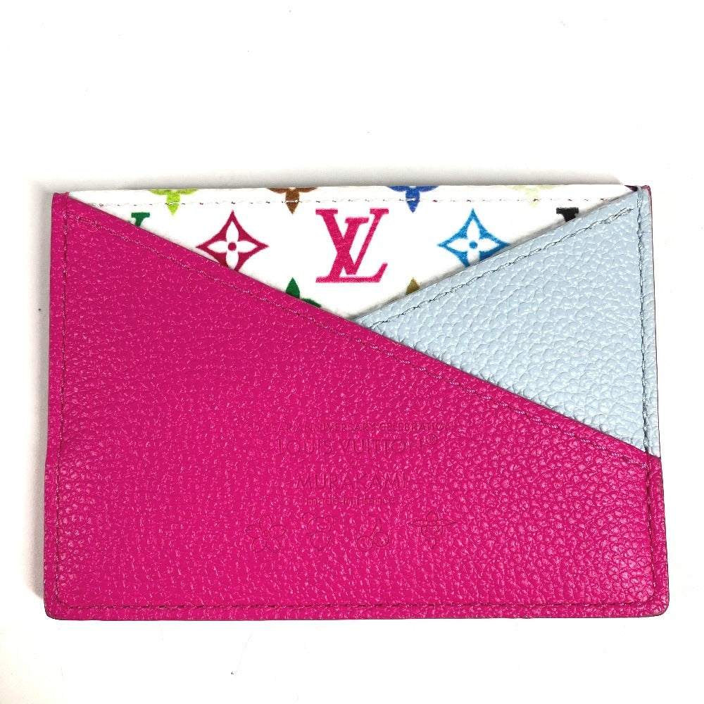 LOUIS VUITTON M14091 Monogram Multicolore LV×TM Takashi Murakami Porte Cartes Criss-Cross Pass Case Card Holder Monogram Multicolore Canvas Unisex Kawaii Pin White