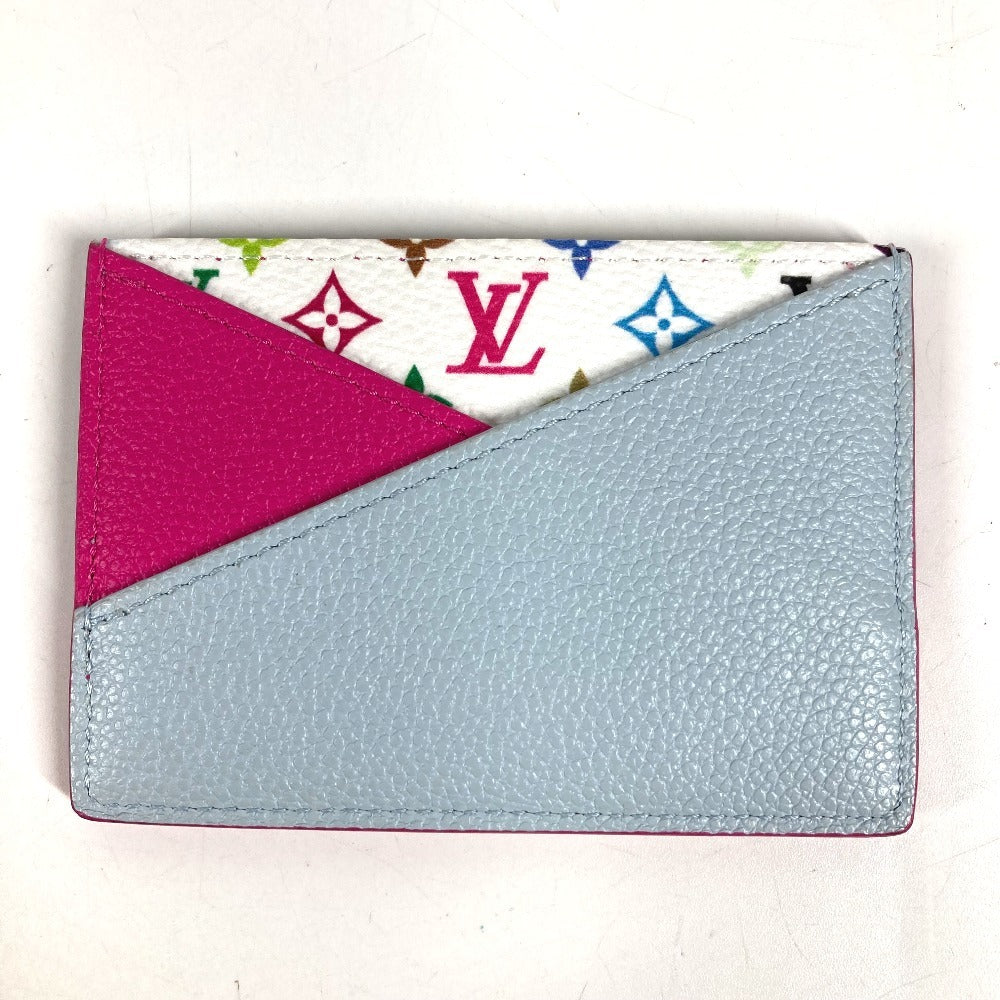 LOUIS VUITTON M14091 Monogram Multicolore LV×TM Takashi Murakami Porte Cartes Criss-Cross Pass Case Card Holder Monogram Multicolore Canvas Unisex Kawaii Pin White