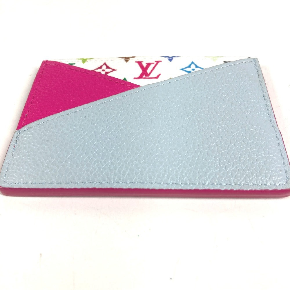LOUIS VUITTON M14091 Monogram Multicolore LV×TM Takashi Murakami Porte Cartes Criss-Cross Pass Case Card Holder Monogram Multicolore Canvas Unisex Kawaii Pin White