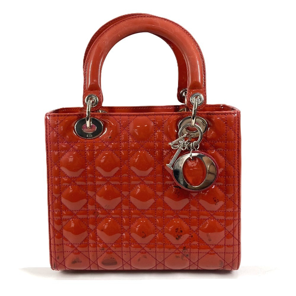 Dior Cannage Logo Lady Dior Ladydior Bag Tote Bag Handbag Enamel Women's Pink
