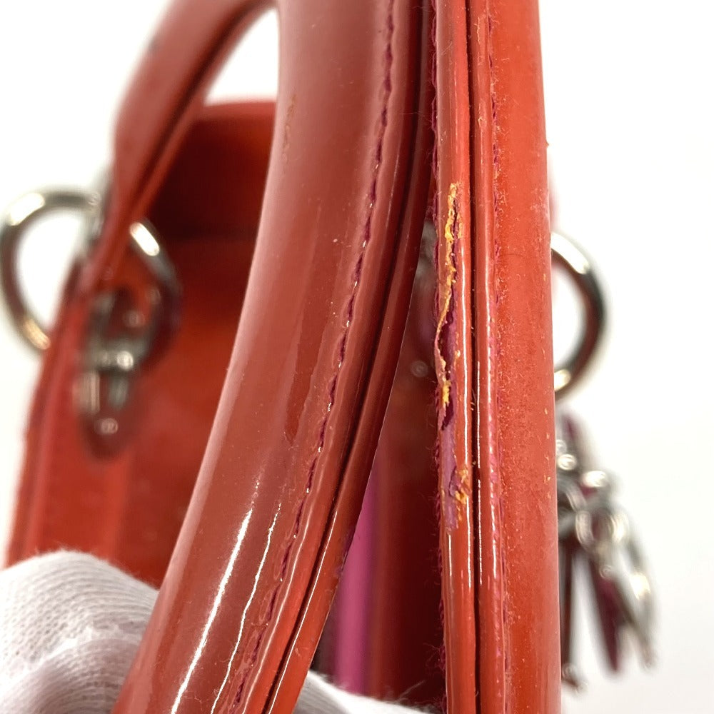 Dior Cannage Logo Lady Dior Ladydior Bag Tote Bag Handbag Enamel Women's Pink