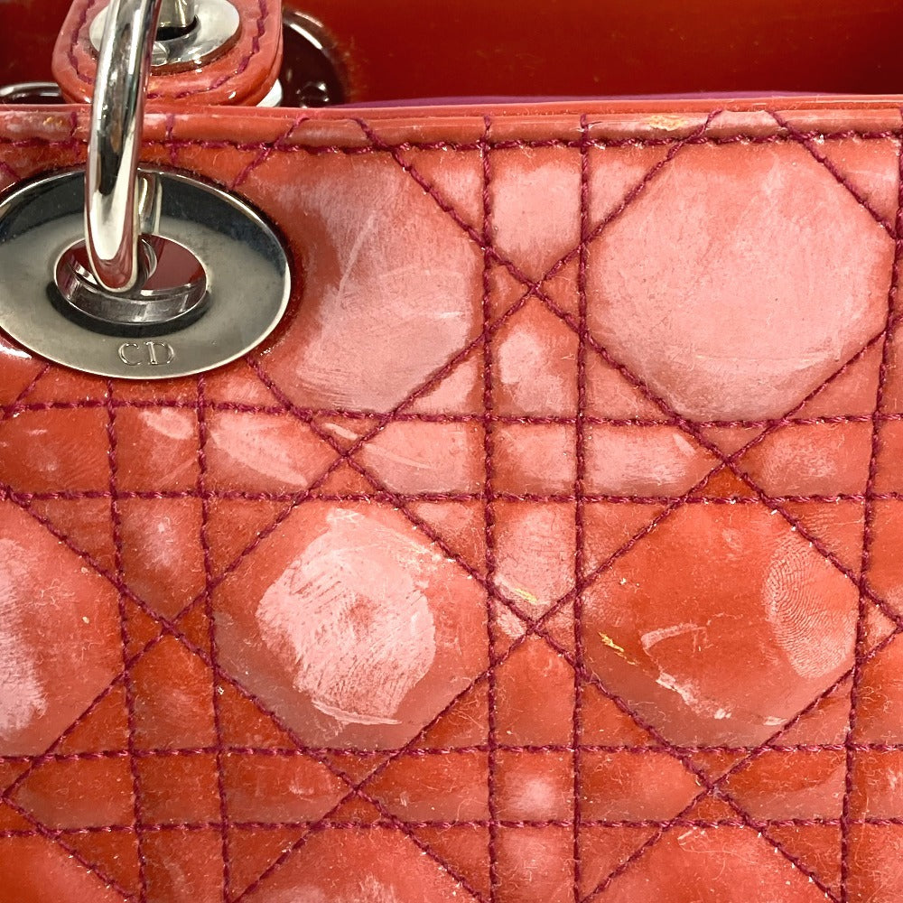 Dior Cannage Logo Lady Dior Ladydior Bag Tote Bag Handbag Enamel Women's Pink