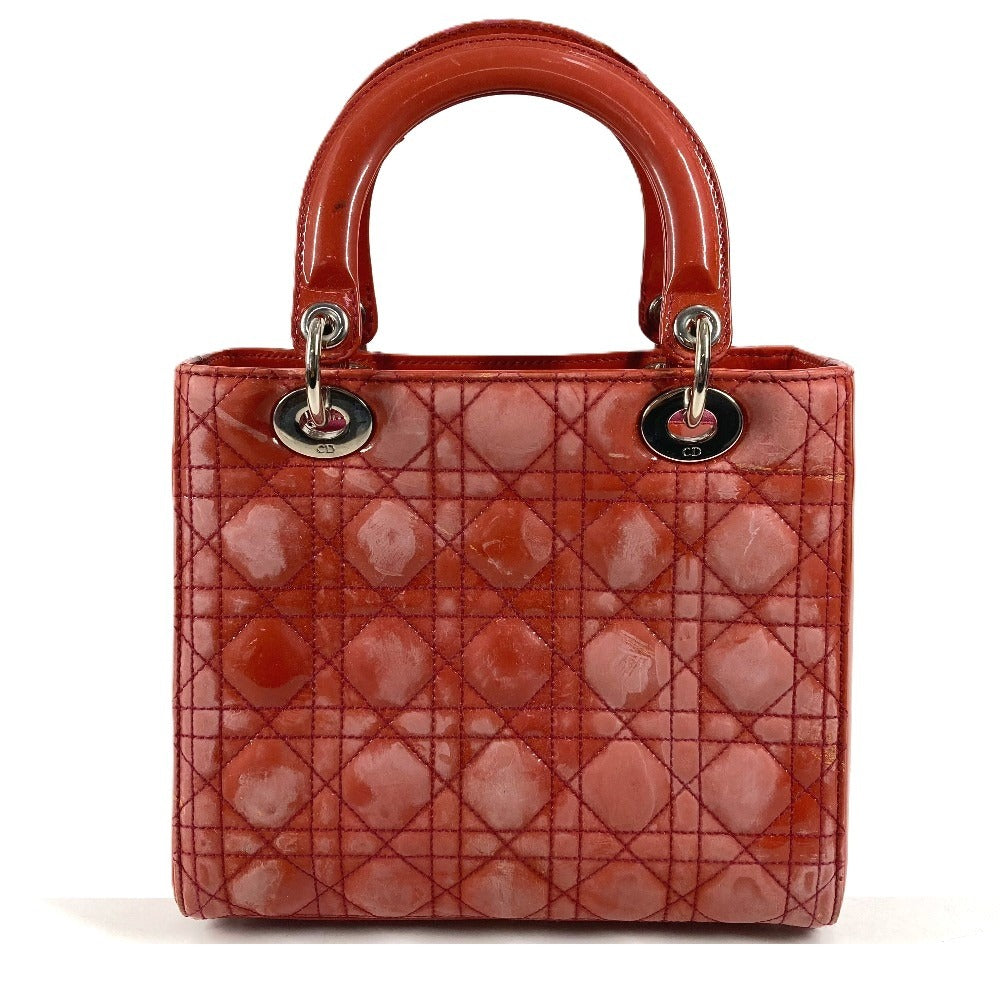 Dior Cannage Logo Lady Dior Ladydior Bag Tote Bag Handbag Enamel Women's Pink