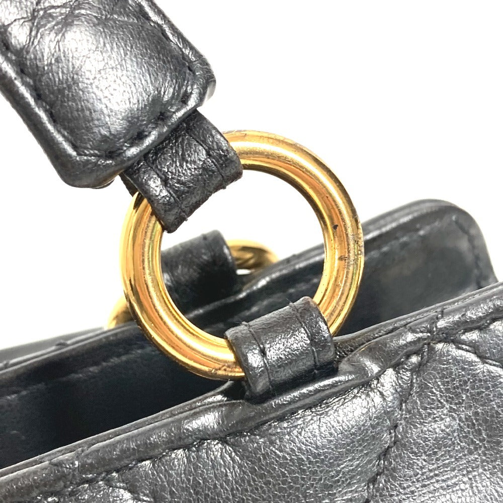 CHANEL ヴィンテージ ロゴ マトラッセ キルティング カバン トートバッグ ショルダーバッグ 肩掛け ハンドバッグ レザー ユニセックス ブラック
