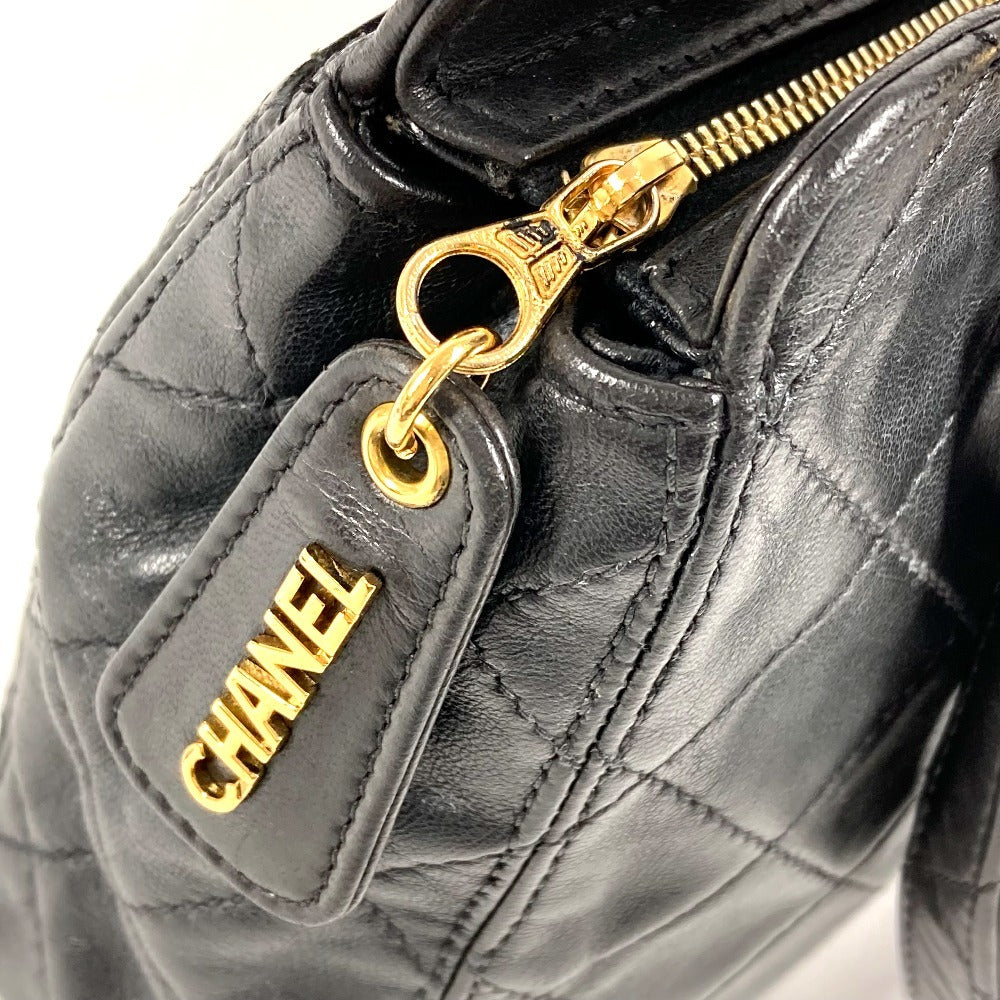 CHANEL ヴィンテージ ロゴ マトラッセ キルティング カバン トートバッグ ショルダーバッグ 肩掛け ハンドバッグ レザー ユニセックス ブラック